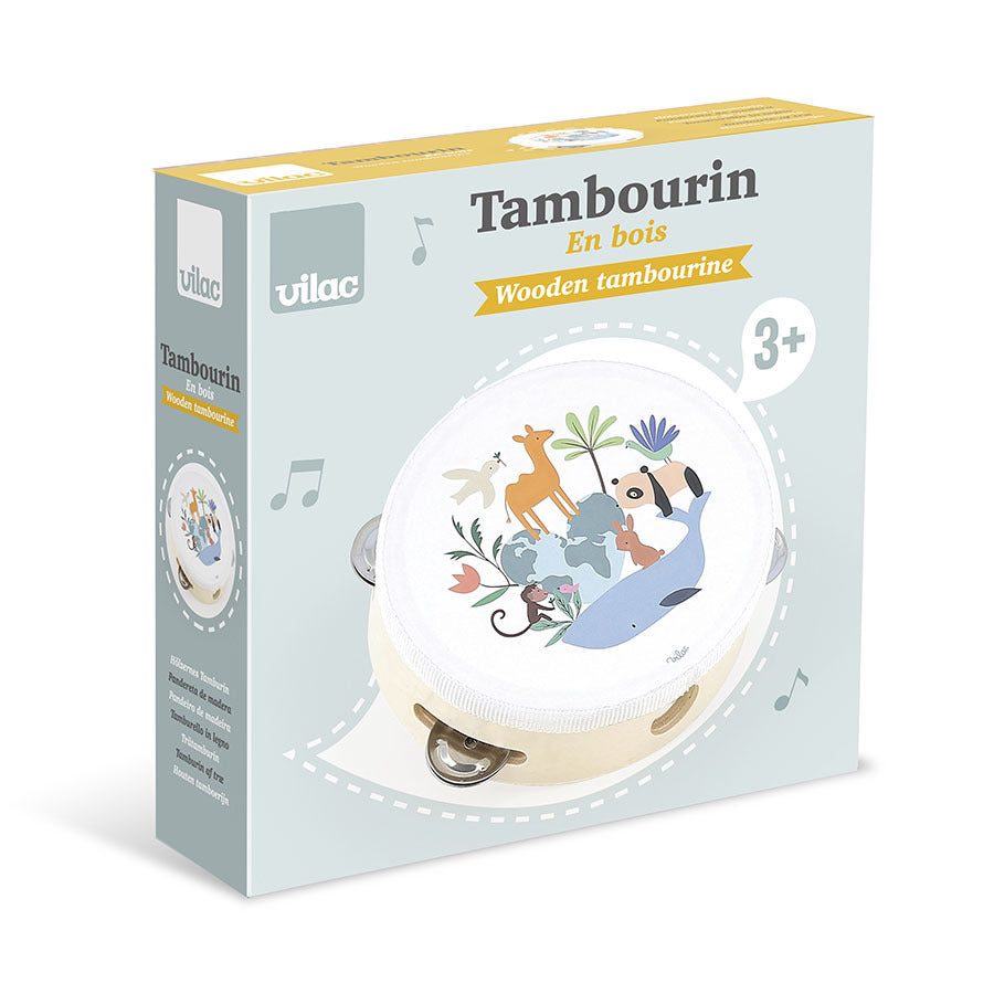 Tambourin en bois Les animaux du monde Sarah Betz VILAC