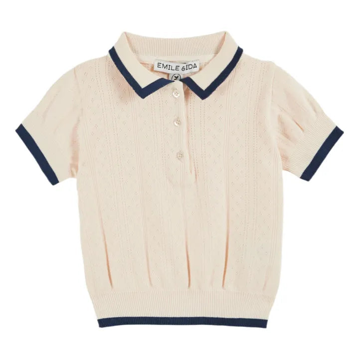 Polo coton POINTELLE crème EMILE ET IDA