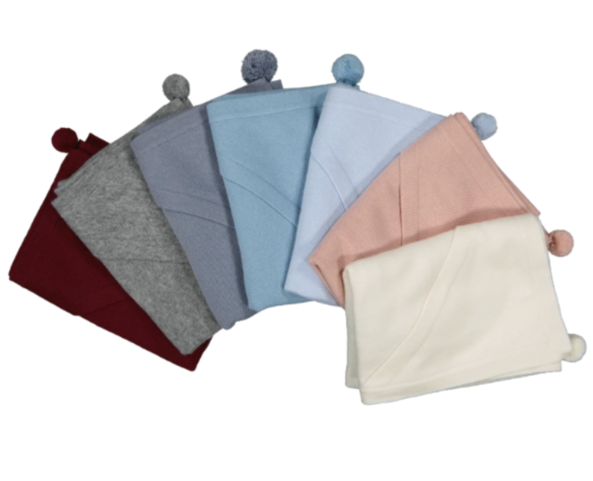 Couverture en cachemire bleu chiné LES LUTINS