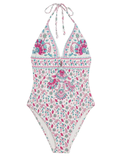Maillot de bain une pièce ADULTE POSITANO cream plumeria grove LOUISE MISHA