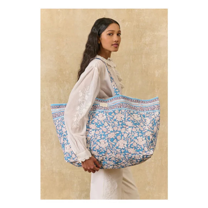 Tote bag BEVERLY blue mountain avens LOUISE MISHA