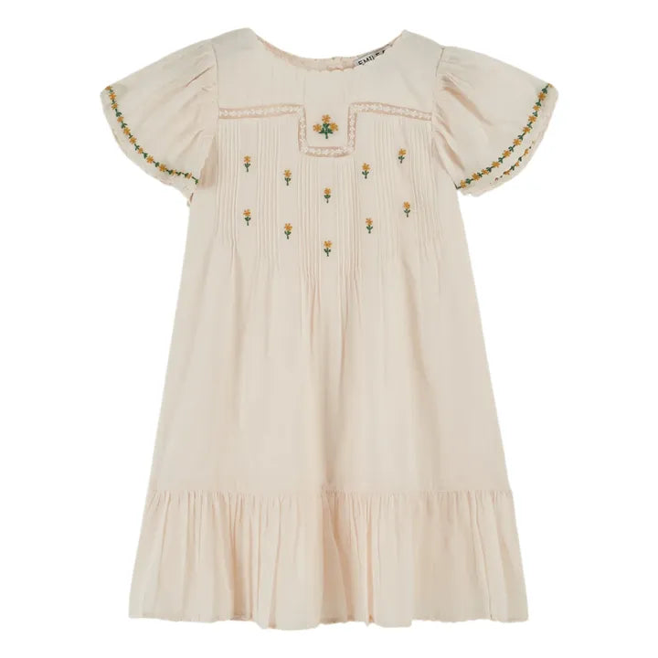 Robe brodée fleurs crème EMILE ET IDA