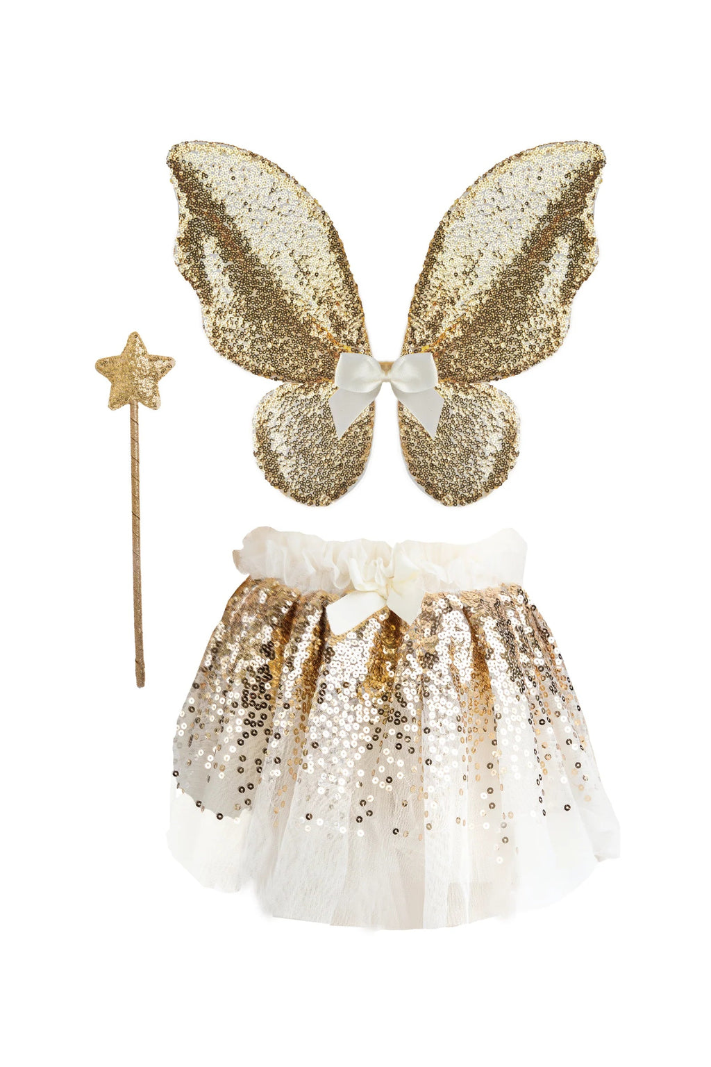 Ensemble jupe+ailes+baguette à paillettes dorées GREAT PRETENDERS