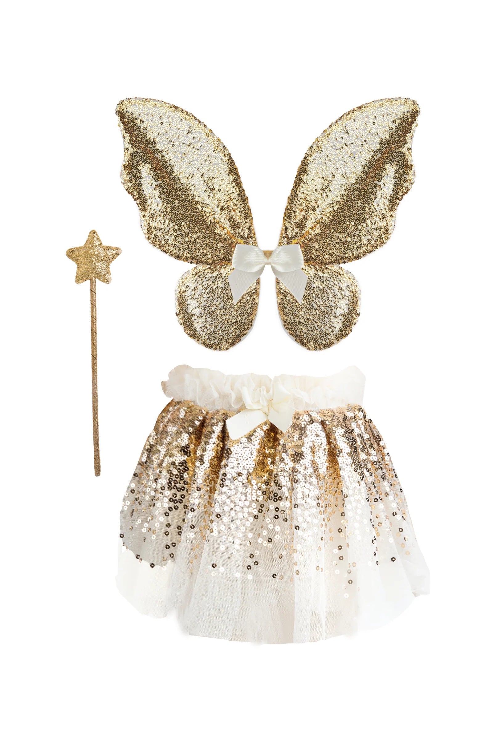 Ensemble jupe+ailes+baguette à paillettes dorées GREAT PRETENDERS