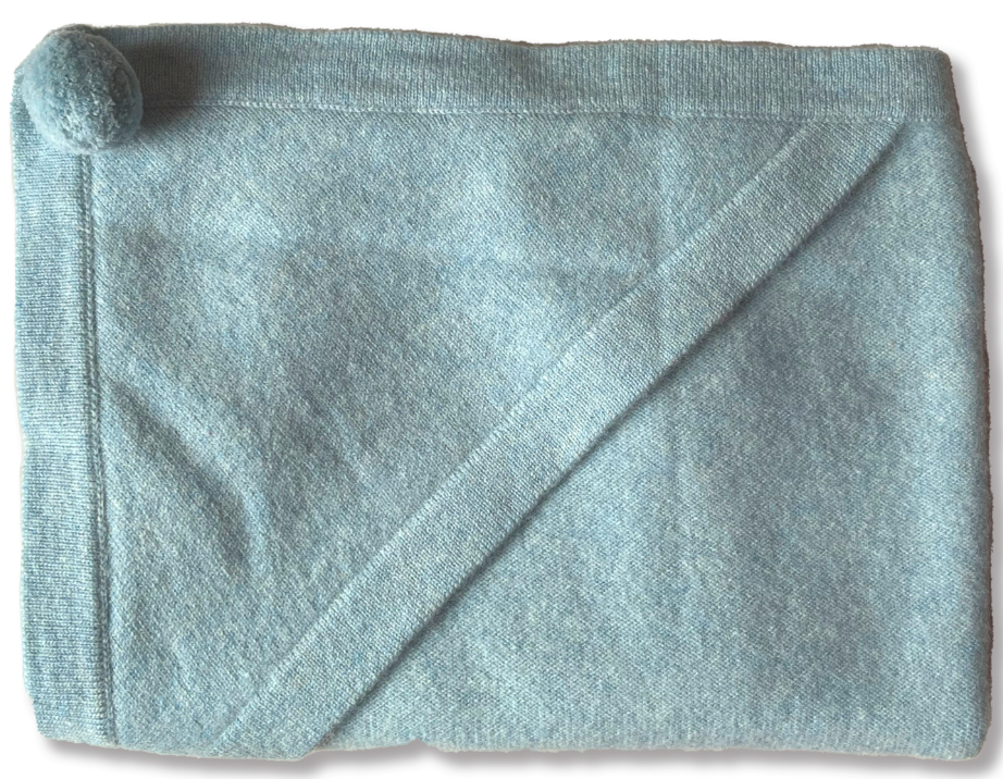 Couverture en cachemire bleu chiné LES LUTINS
