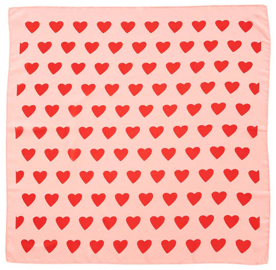 Bandana en soie COEUR rose PIUPIUCHICK 70x70 cm