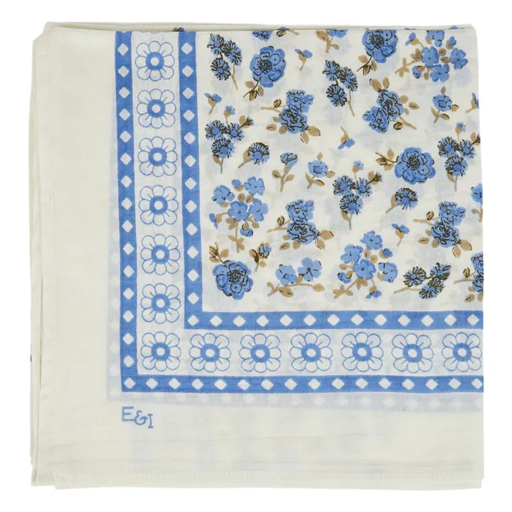 Foulard 100 x 100 cm CHAMPETRE BLEU EMILE & IDA